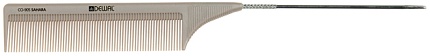 DEWAL Расческа "SAHARA" с металлическим хвостиком, бежевая 22 см.