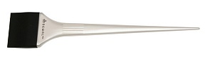 DEWAL Кисть-лопатка для окрашивания корней, селиконовая, черная с белой ручкой, узкая 44 мм.