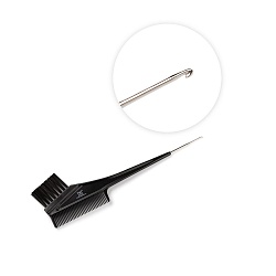 TNL, кисть-расческа для окрашивания с металлическим хвостом-крючком двухсторонняя,черная