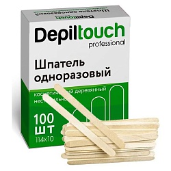 Depiltouch, шпатель деревянный нестерильный 114*10 мм. 100 шт. в коробочке