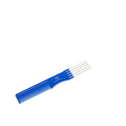 TNL, расческа с зубчиками для начеса с металлическим хвостом-вилкой 193 мм., синяя